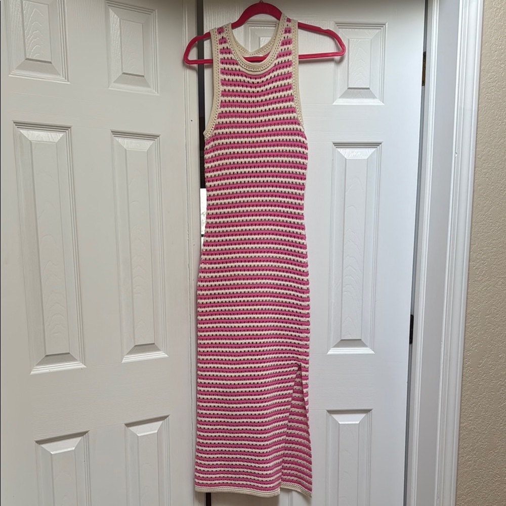 Striped Pink and Cream Knit Dress
